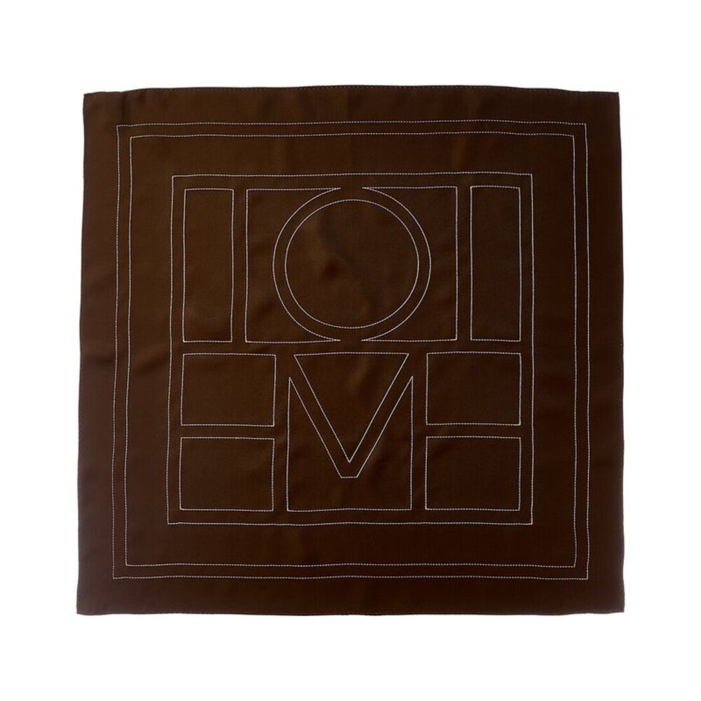 Toteme Embroidered Monogram Silk Scarf, Brown